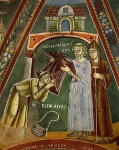 Saint Heldrad vender tilbage fra Santiago de Compostela, i kapellet St. Heldrad og Nicholas (fresco) af Italian School
