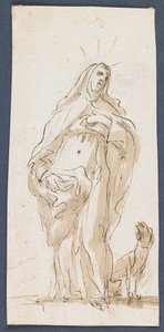 Saint Margaret of Cortona, slutningen af det 17. århundrede (pen & brunt blæk & vask over sort kridt) af Italian School