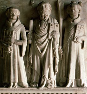 Saint Paul, Saint Laurent og Saint Etienne Bas relief fra skolen i Campione. Fra Castelseprio i Italien. 14. århundrede Milano, museo d