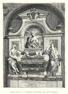 Santa Croce, Galilæas grav, af Julio Foggini (gravering) af Italian School