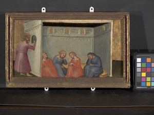 Scene fra The Legend of St. Nicholas (tempera og guld på træ) af Italian School