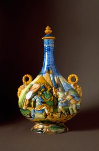 Scener fra Ovides Metamorfoser. Keramisk karaffel produceret i Urbino i værkstedet Fontana, Italien. Firenze fra det 16. århundrede, Museo Nazionale del Bargello af Italian School