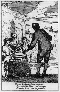 Sælger af Polenta i gaderne i Venedig (Venezia) i det 18. århundrede. af Italian School