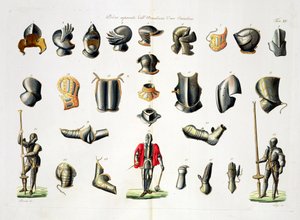Separate Pieces of a Knights Armour, plade 15 fra The History of the Nations, indgraveret af G. Lago af Italian School