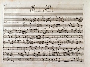 Sheet music page for “Sonata for violin and bass continue” by Giuseppe Tartinidani af Italian School