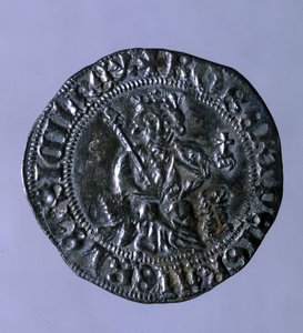 Sølvmønt slået på kongen af Napoli Robert I af Anjou (1275-1343). af Italian School