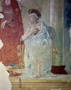 Sankt Jerome som en angrende. Detalje. Fresco af Italian School