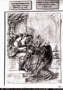 Studie til titelbladet til Galileos samlede værker, 1656 af Italian School