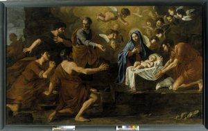Hyrdernes tilbedelse. 1600-tallet (olie på lærred) af Italian School