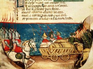 The Army of Charlemagne (742-814) og transporten af proviant, fra en venetiansk Codex af Italian School
