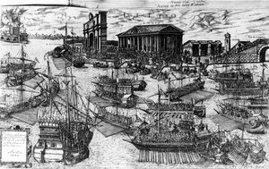 Henri III af Frankrigs ankomst til Lido i Venedig den 8. juli 1574, 1591 (radering) af Italian School