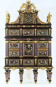 Badmintonkabinettet, ca. 1720-32 (pietra dura, ibenholt og ormolu) af Italian School