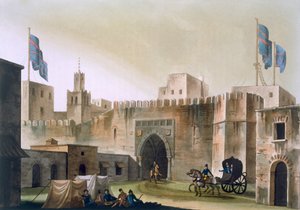 Beb Kar, indgangen til Tunis, med europæere i hestetrukne koncerter, ca. 1820