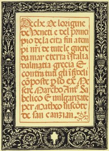 Marco Antonio Sabellicos krønike af Italian School