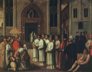 Dogen Ziani møder pave Alexander III (1105-81) ved Carita i 1172 af Italian School