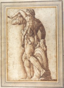 Kejseren Commodus som Gladiator (pen og blæk med vask på papir) af Italian School
