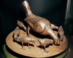 Den gyldne høne og hendes kyllinger, givet til katedralen af dronning Theodolinda (d.628) (forgyldt sølv) af Italian School