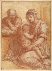 Den hellige familie hviler efter Andrea del Sarto (rødt kridt på hvidt papir) af Italian School