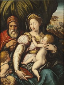 Den hellige familie med spædbarnet St. John af Italian School