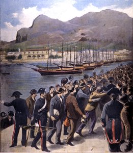 Mafiaen vendte tilbage til Palermo under eskorte af Carabinieri efter amnestien i 1895. af Italian School