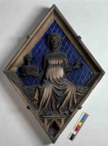 Månen, reliefplade fra Campanile (keramik og marmor) af Italian School