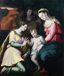 Den hellige Katharinas mystiske ægteskab, ca. 1600 (panel) af Italian School