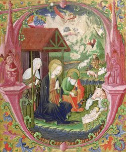 The Nativity, Norditaliensk skole (vellum) af Italian School