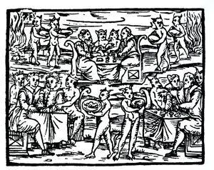 The Witches Sabbath, kopi af en illustration fra Compendium Maleficarum af Fr M Guaccius, Milano 1608, brugt i History of Magic, udgivet sent i det 19. århundrede af Italian School