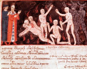 Forfalsknerne (sang 30 fra helvede, i den guddommelige komedie) - miniature 1300-tallet af Italian School