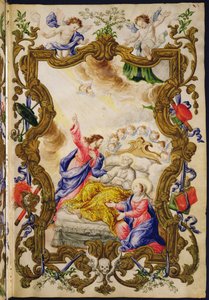 Den kristnes gode død, fra en Mariegola fra læglauget Buona Morte, ca. 1712-14 (blæk på vellum) af Italian School