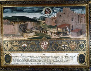 Indbyggerne i Siena ødelagde fæstningen bygget af spanierne af Karl V. 1552. af Italian School