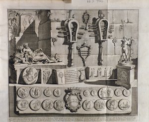 The sistrum (sistra), forskellige fremstillinger fra De sistrum af Benedictus Bacchinius (1651-1721) af Italian School