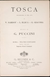 Titelside, Libretto della Tosca, af Giacomo Puccini, Ricordi Edition, Italien af Italian School