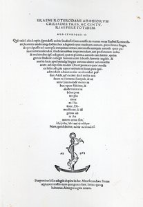 Titelblad til Adages of Erasmus, trykt af Aldus Manutius i Venedig, 1508 (trykt papir og gravering) af Italian School