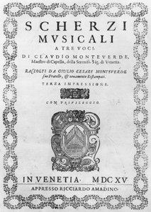 Titelside til Scherzi Musicali af Claudio Monteverdi (1567-1643) 1615 af Italian School