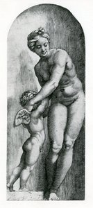 Venus og Amor, 17. århundrede af Italian School