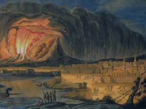 Vesuv i udbrud nær Napoli, ca. 1815 af Italian School