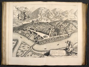 Udsigt over Aosta, Piemonte, Italien af Italian School