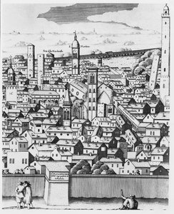 Udsigt over Bologna (gravering) af Italian School