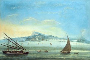 Udsigt over Napoli (gouache på panel) (se også 207963, 207965, 207966) af Italian School