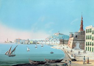 Udsigt over Napoli fra Karminen, ca. 1845 af Italian School