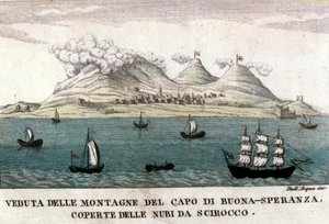 Udsigt over bjergene i Cape of Good Esperance af Italian School