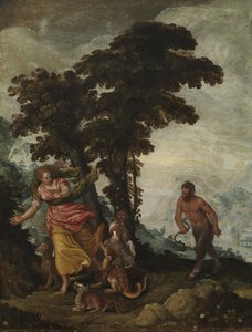 Dyd forfulgt af Vice, ca. 1570-1600 (olie på lærred) af Italian School