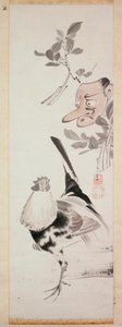 Cockerel and Tengu-Mask, ca. 1775 (blæk & lys farve på papir)