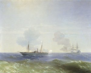 Russisk: "Kampen mellem dampskibet Vesta og det tyrkiske slagskib Fehti-Bulend i Sortehavet den 11. juli 1877 " Kampen mellem dampskibet Vesta og det tyrkiske slagskib Fehti-Bulend i Sortehavet den 11. juli 1877