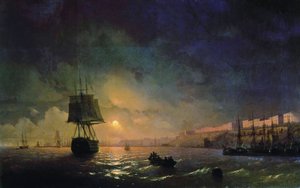 Russisk: "Udsigt over Odessa i måneskinsnat" Odessa i måneskinslys af Ivan Aivazovsky