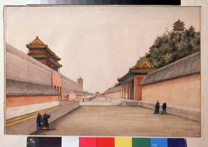 Vinterpaladset i Pekin, i kinesisk skitseserie (kinesiske skitser, vinterpaladset i Beijing). Maleri af Ivan Petrovich Alexandrov (1780-1818). Akvarel på papir, 21,5 x 28,3 cm af Ivan Alexandrov
