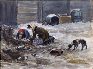 Sultne år i Petrograd (Tegnet fra naturen) af Vladimirov, Ivan Alexeyevich (1869-1947). Akvarel, Gouache på papir