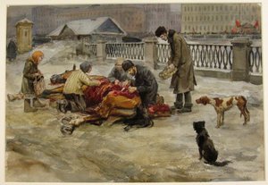 Petrograd i 1918 fra serien af akvareller russiske revolution, 1918