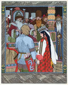 Tsarevitch Ivan, Ildfuglen og den grå ulv, ca. 1899 (litografi) af Ivan Yakovlevich Bilibin